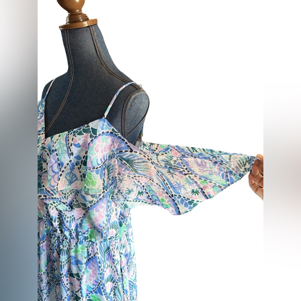 Lilly Pulitzer Zadie Maxi Dress Tails Of The Sea Purple Blue Green Size Large - Picture 9 of 13